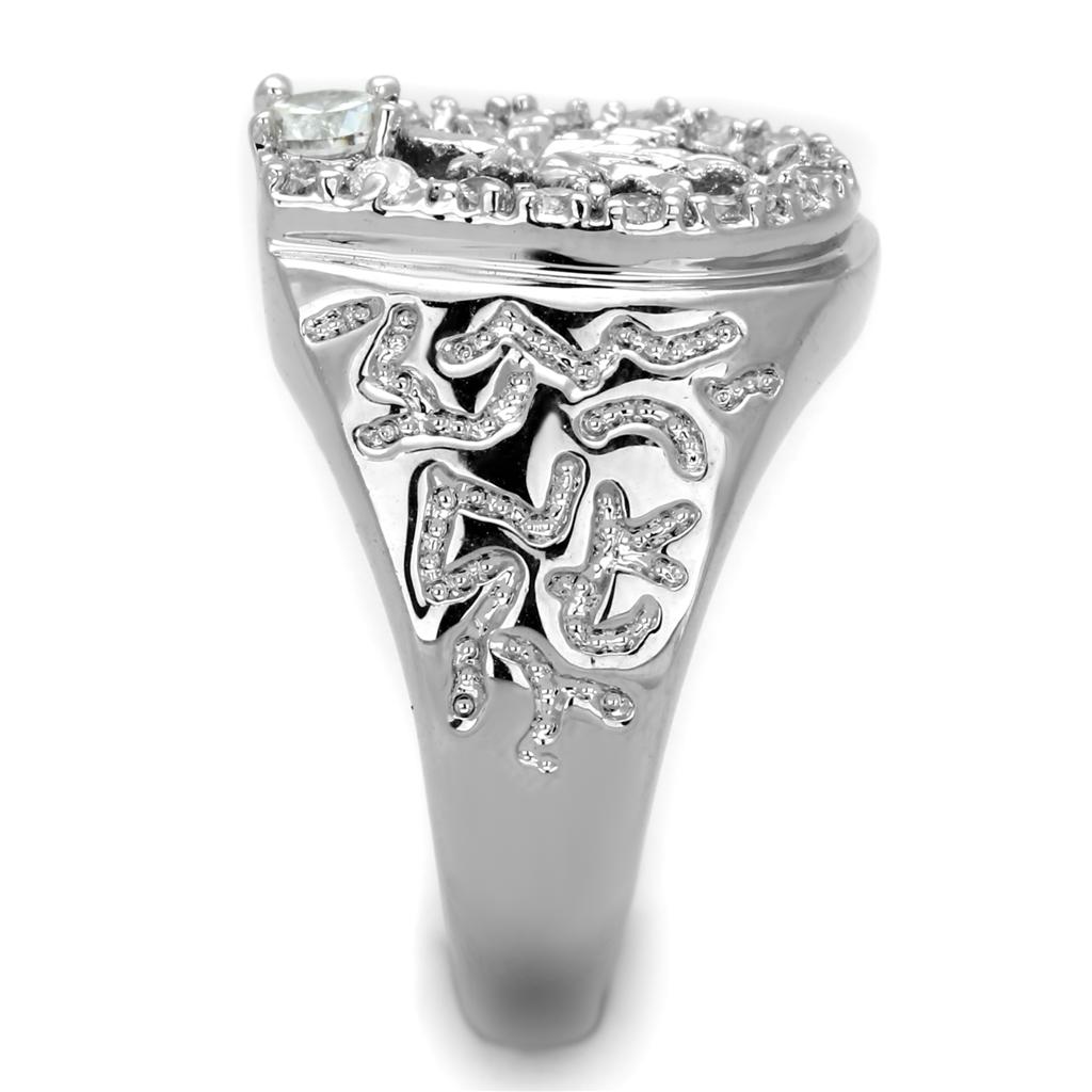 Rhodium Brass Ring with AAA Grade CZ  in Clear