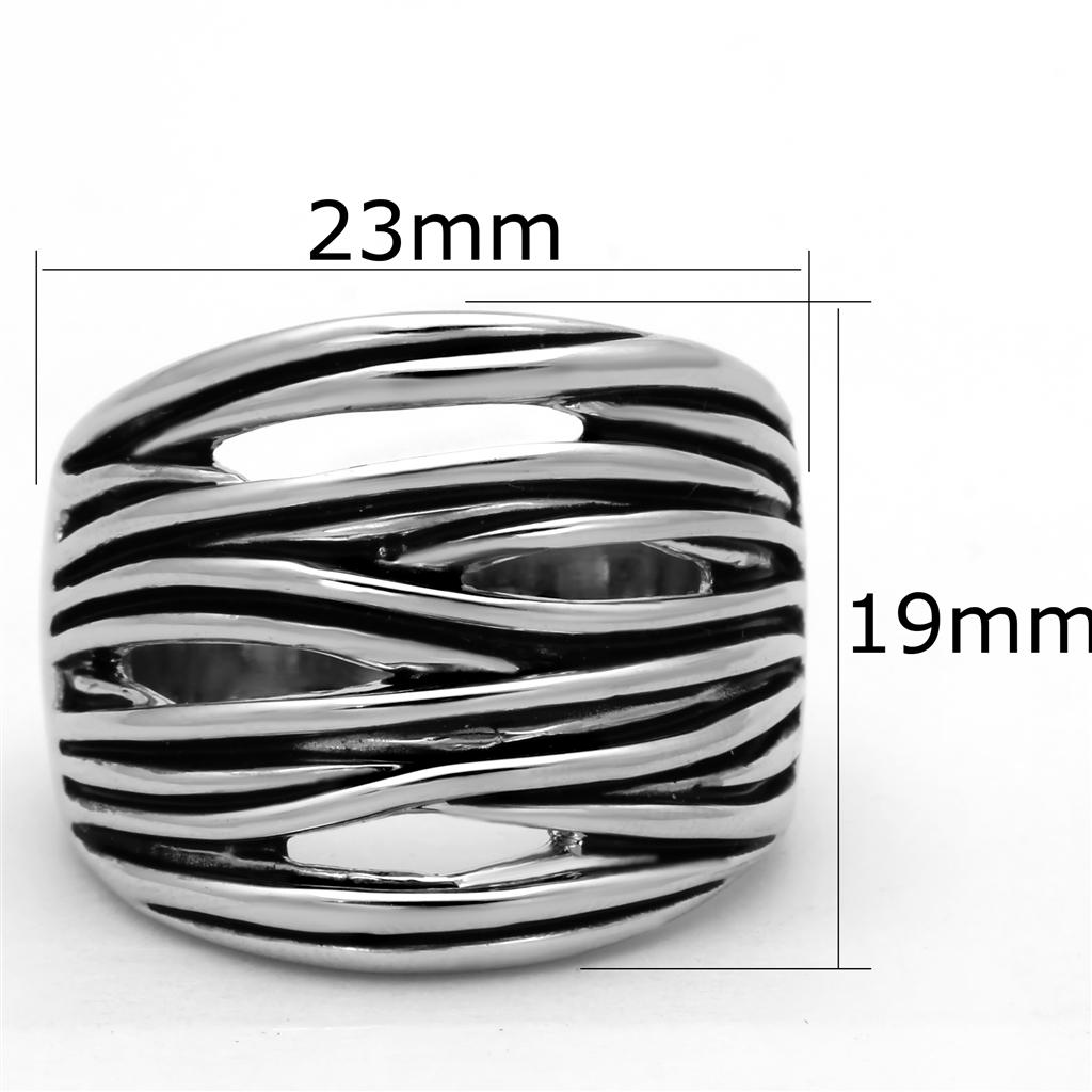 Rhodium Brass Ring with Epoxy  in Jet