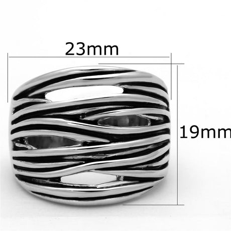 Rhodium Brass Ring with Epoxy  in Jet