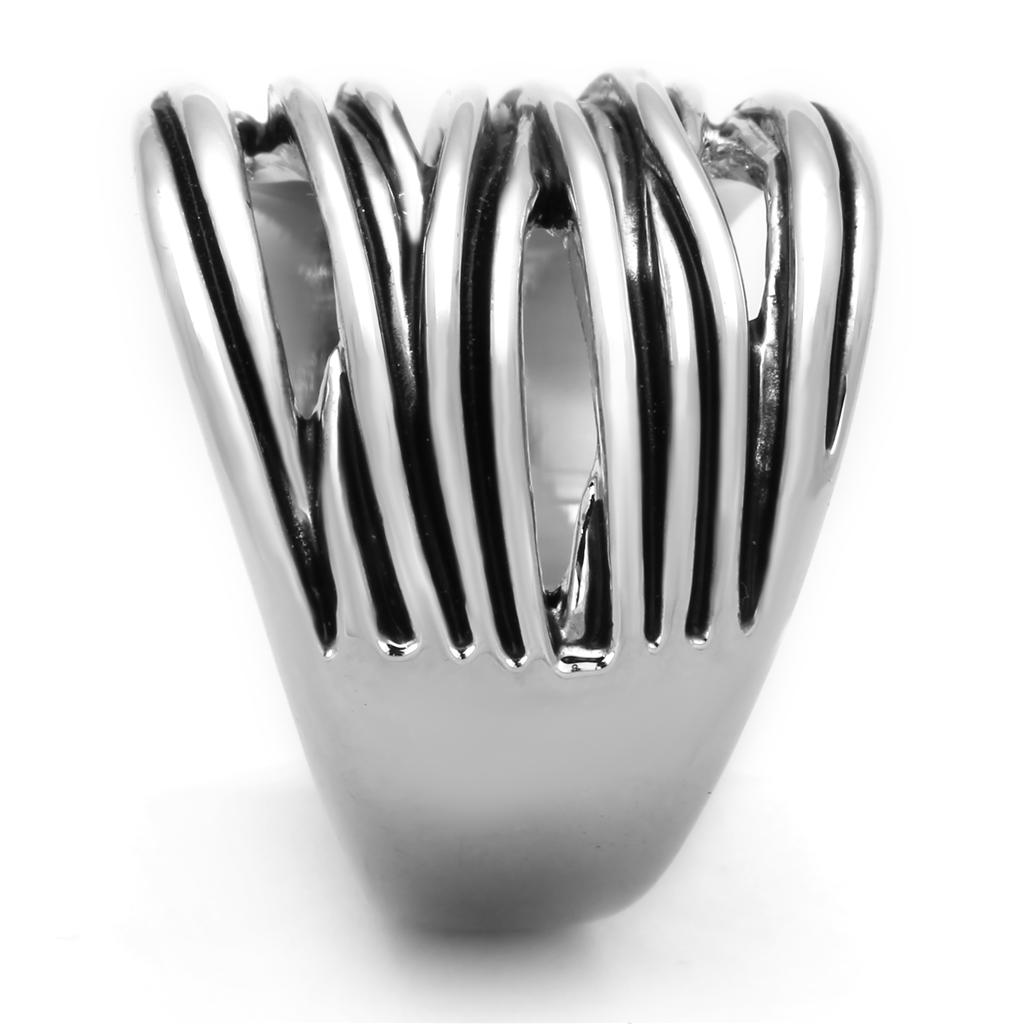 Rhodium Brass Ring with Epoxy  in Jet