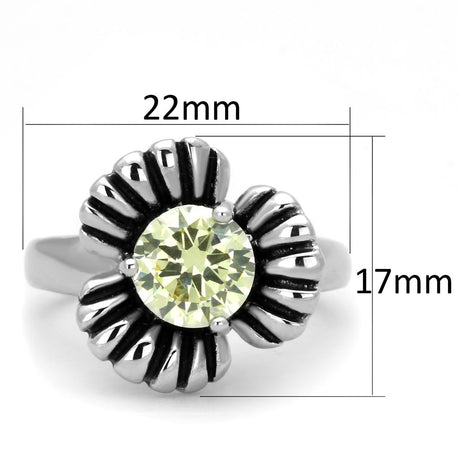 Rhodium Brass Ring with AAA Grade CZ  in Citrine Yellow