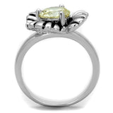 Rhodium Brass Ring with AAA Grade CZ  in Citrine Yellow