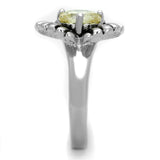 Rhodium Brass Ring with AAA Grade CZ  in Citrine Yellow