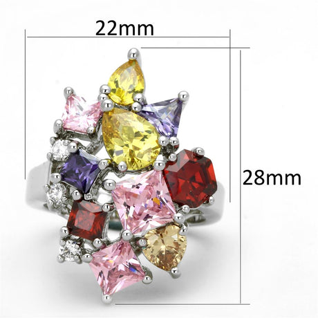 Rhodium Brass, AAA CZ , Multi Color - 3W599