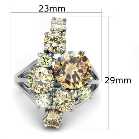 Rhodium Brass Ring with AAA Grade CZ  in Multi Color
