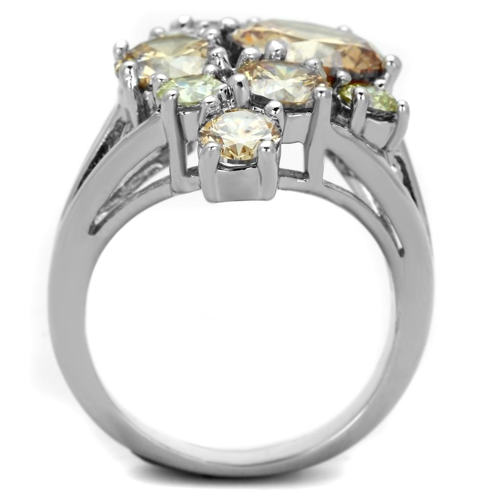 Rhodium Brass Ring with AAA Grade CZ  in Multi Color
