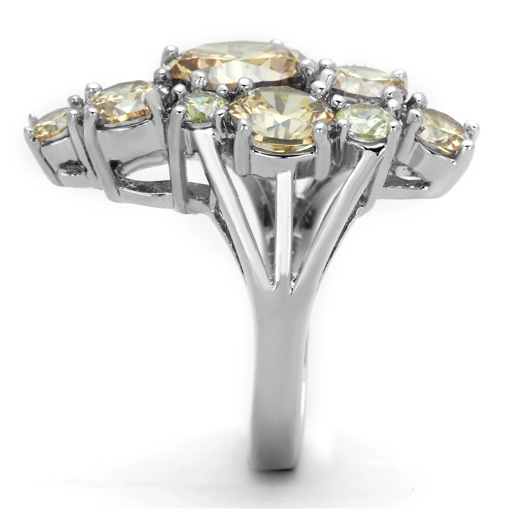Rhodium Brass Ring with AAA Grade CZ  in Multi Color