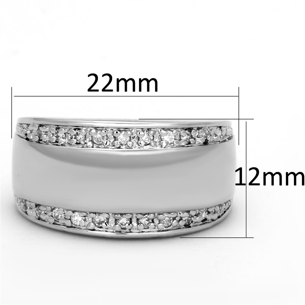 Rhodium Brass Ring with AAA Grade CZ  in Clear