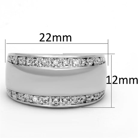 Rhodium Brass Ring with AAA Grade CZ  in Clear