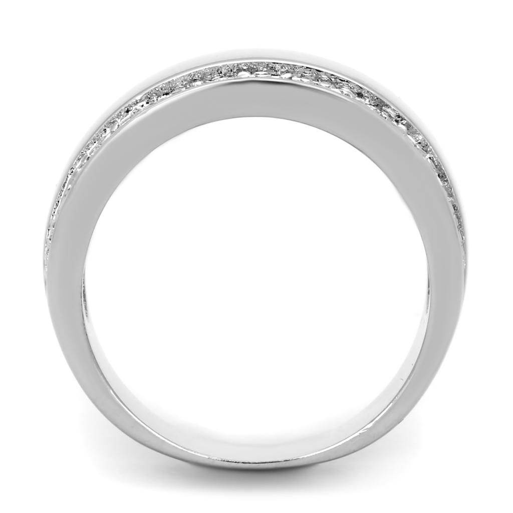 Rhodium Brass Ring with AAA Grade CZ  in Clear