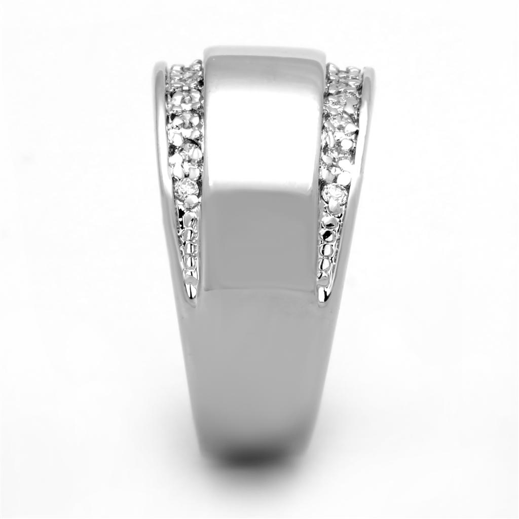 Rhodium Brass Ring with AAA Grade CZ  in Clear