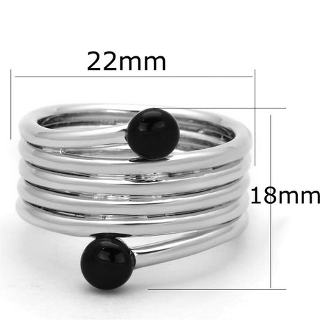Rhodium Brass Ring with Synthetic Onyx in Jet