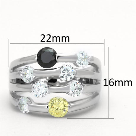 Rhodium Brass Ring with AAA Grade CZ  in Multi Color