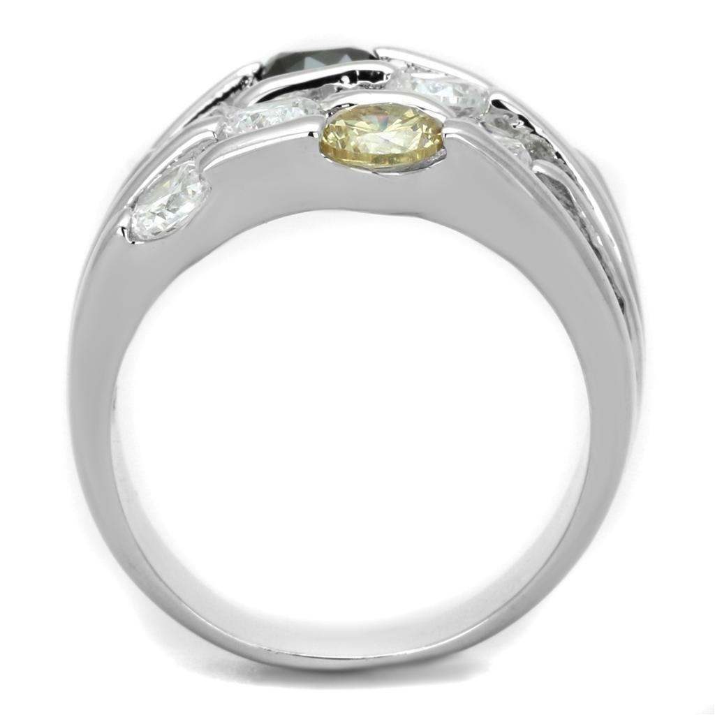 Rhodium Brass Ring with AAA Grade CZ  in Multi Color