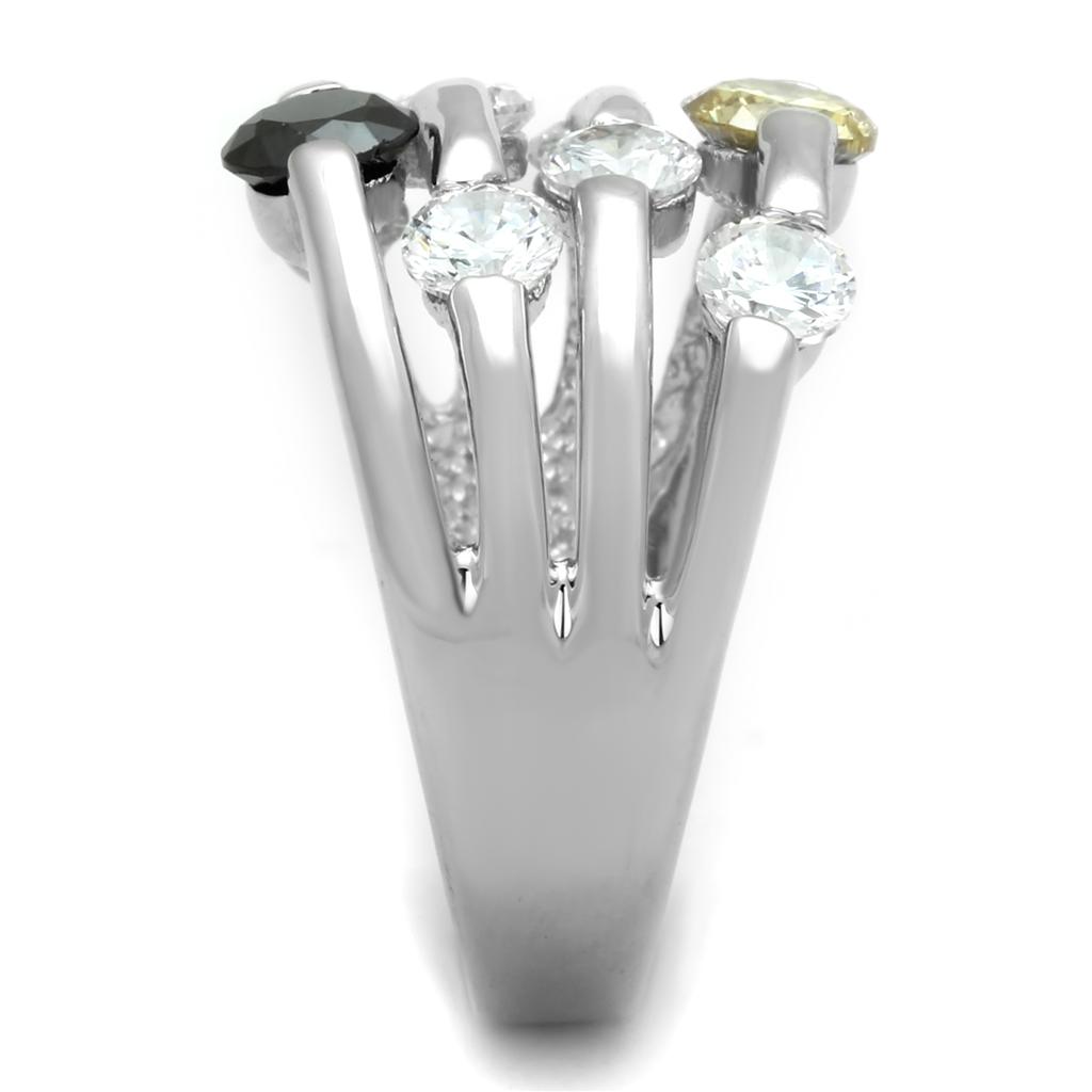 Rhodium Brass Ring with AAA Grade CZ  in Multi Color