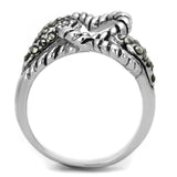 Rhodium Brass Ring with Synthetic Marcasite in Black Diamond