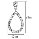Rhodium Brass Earrings with Top Grade Crystal  in Clear