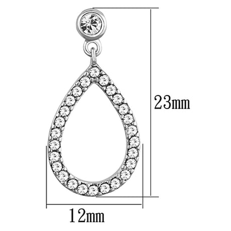 Rhodium Brass Earrings with Top Grade Crystal  in Clear