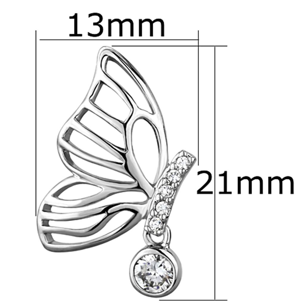 Rhodium Brass Earrings with AAA Grade CZ  in Clear