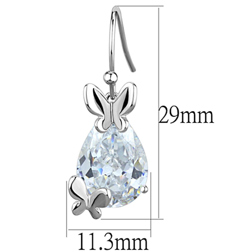 Rhodium Brass Earrings with AAA Grade CZ  in Clear