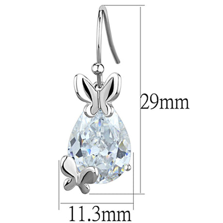 Rhodium Brass Earrings with AAA Grade CZ  in Clear