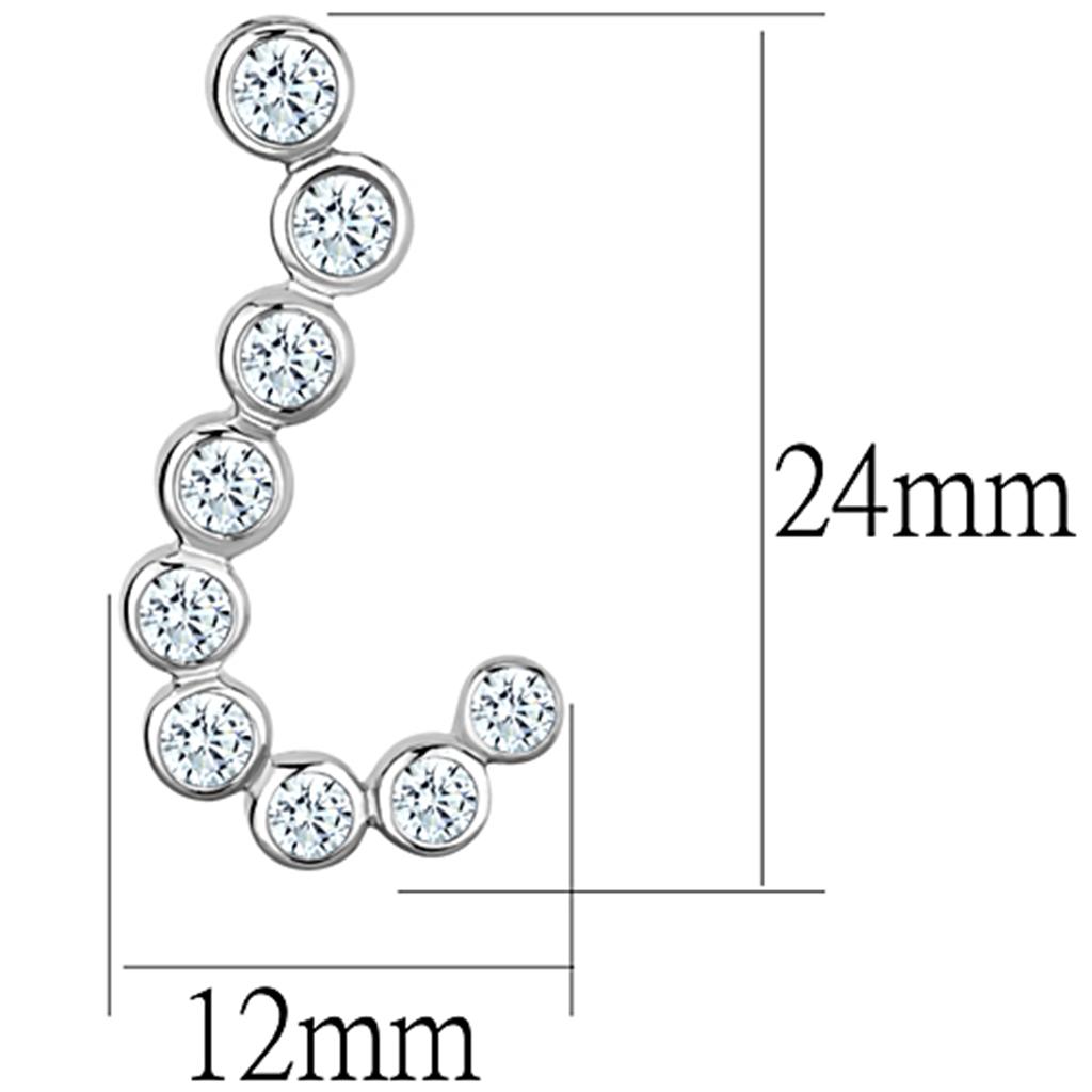 Rhodium Brass Earrings with AAA Grade CZ  in Clear