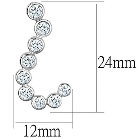 Rhodium Brass Earrings with AAA Grade CZ  in Clear