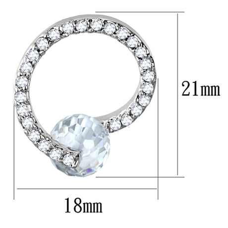 Rhodium Brass Earrings with AAA Grade CZ  in Clear