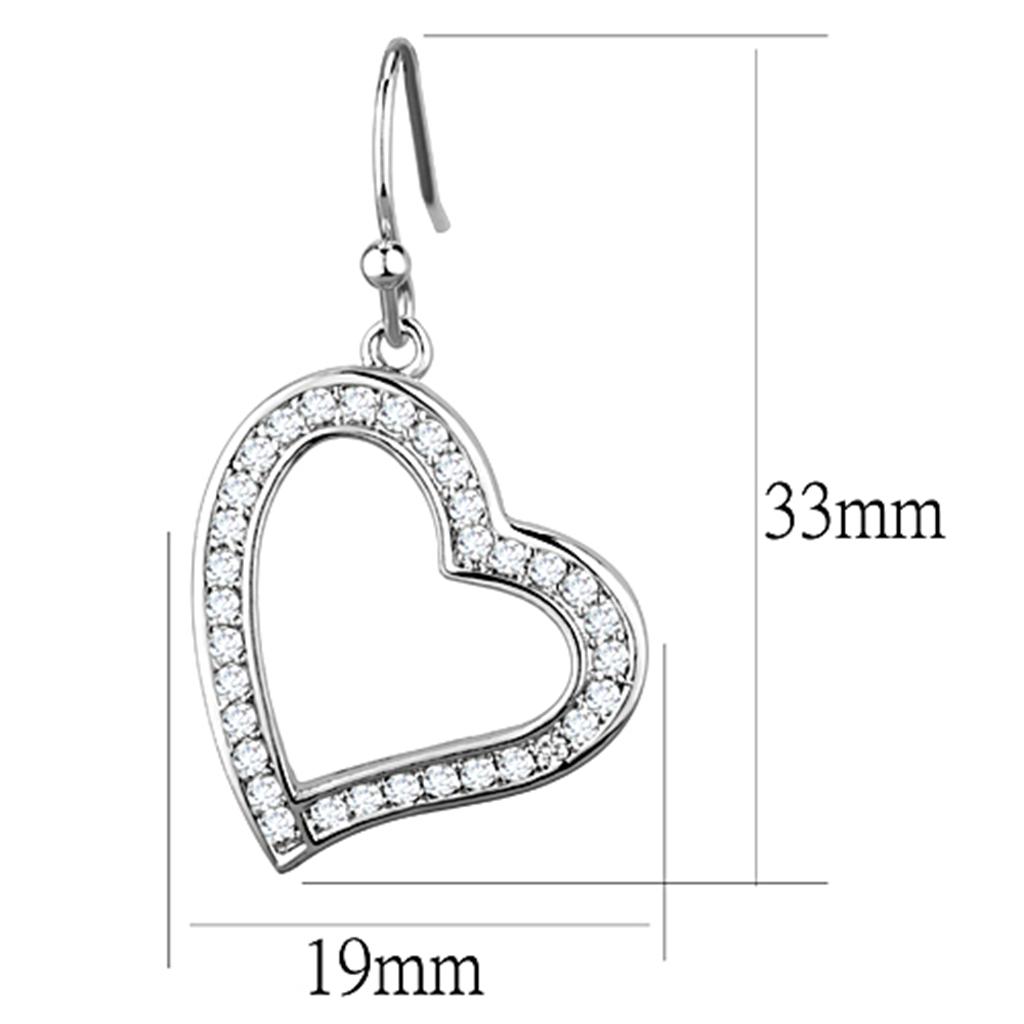 Rhodium Brass Earrings with AAA Grade CZ  in Clear