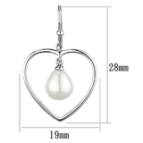 Rhodium Brass Earrings with Semi-Precious Pearl in White