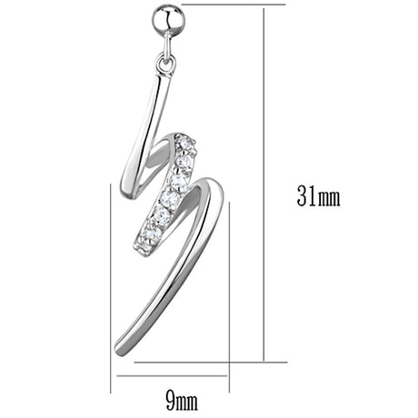 Rhodium Brass Earrings with AAA Grade CZ  in Clear