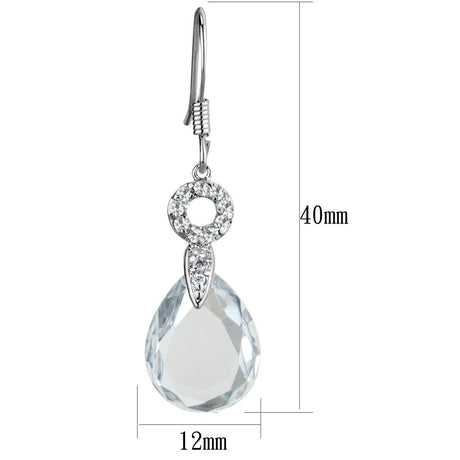 Rhodium Brass Earrings with AAA Grade CZ  in Clear