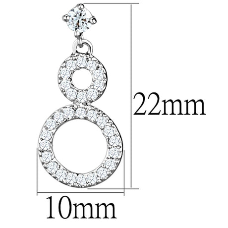 Rhodium Brass Earrings with AAA Grade CZ  in Clear