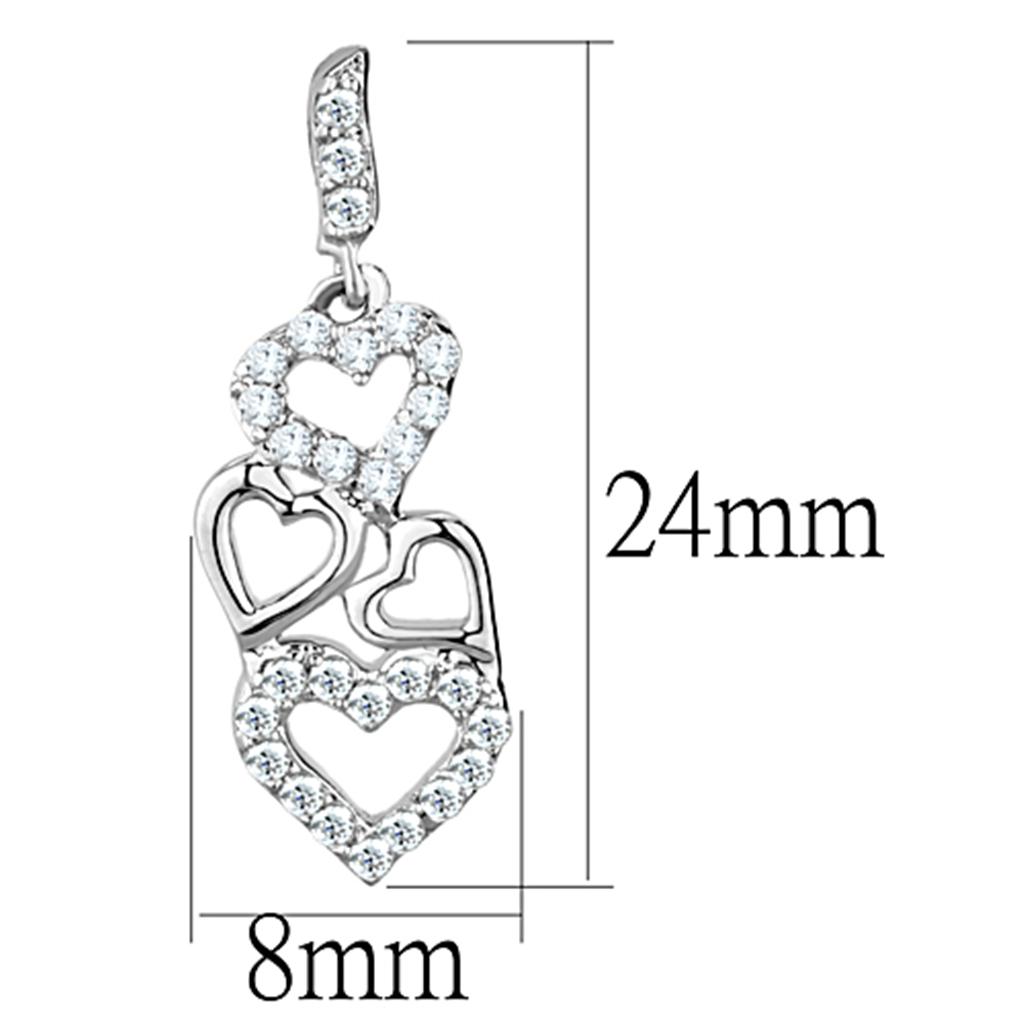 Rhodium Brass Earrings with AAA Grade CZ  in Clear
