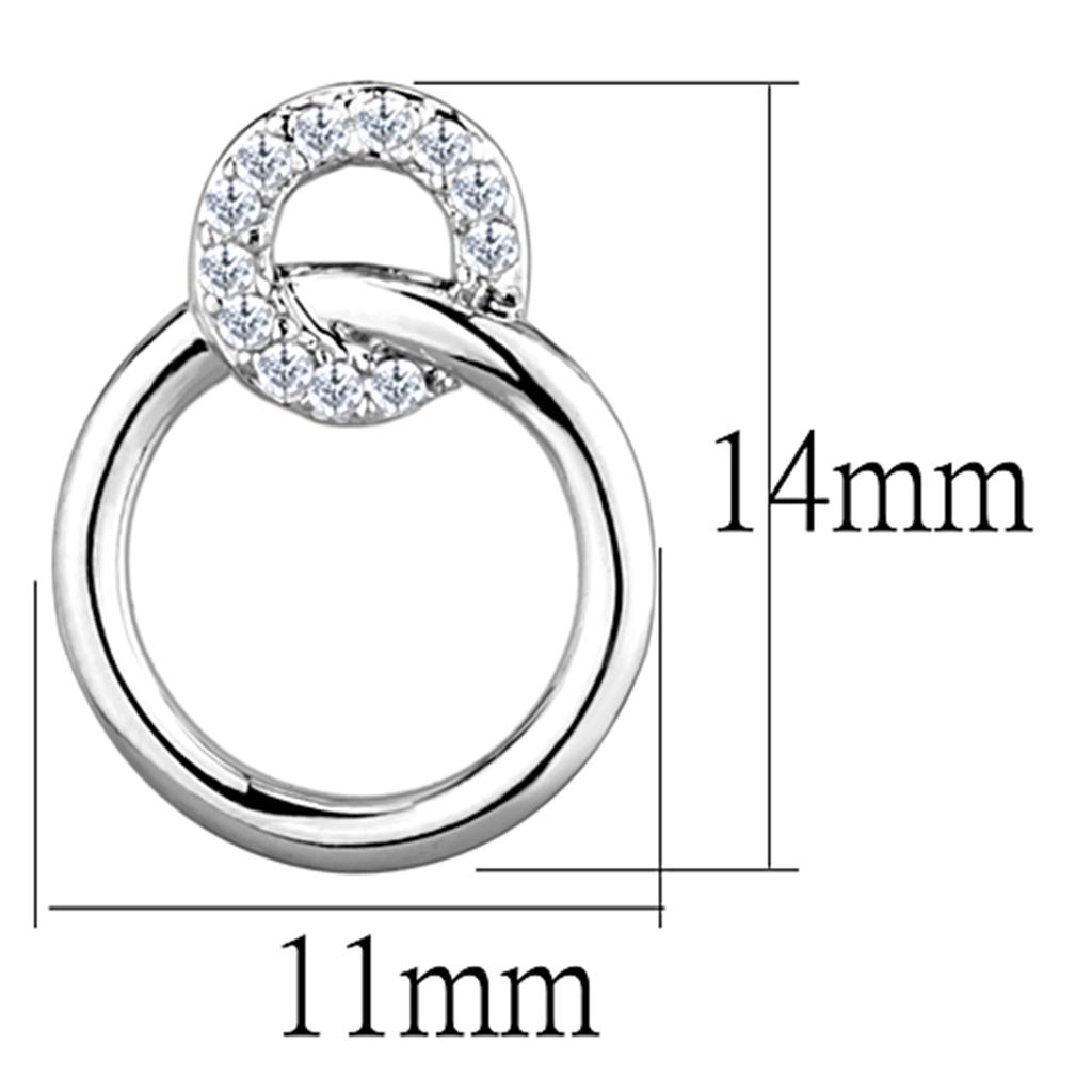 Rhodium Brass Earrings with AAA Grade CZ  in Clear