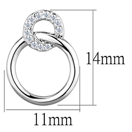 Rhodium Brass Earrings with AAA Grade CZ  in Clear