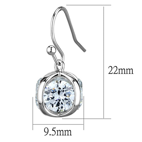 Rhodium Brass Earrings with AAA Grade CZ  in Clear