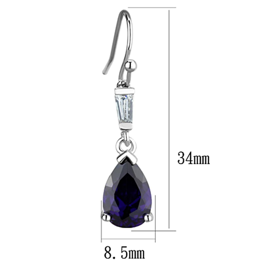 Rhodium Brass Earrings with AAA Grade CZ  in Amethyst