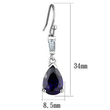 Rhodium Brass Earrings with AAA Grade CZ  in Amethyst