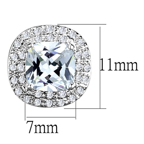 Rhodium Brass Earrings with AAA Grade CZ  in Clear