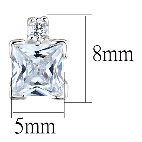 Rhodium Brass Earrings with AAA Grade CZ  in Clear