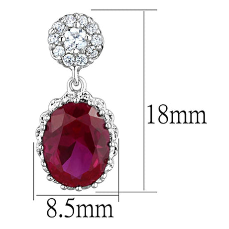 Rhodium Brass Earrings with AAA Grade CZ  in Ruby