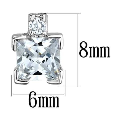 Rhodium Brass Earrings with AAA Grade CZ  in Clear