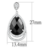 Rhodium Brass Earrings with AAA Grade CZ  in Jet