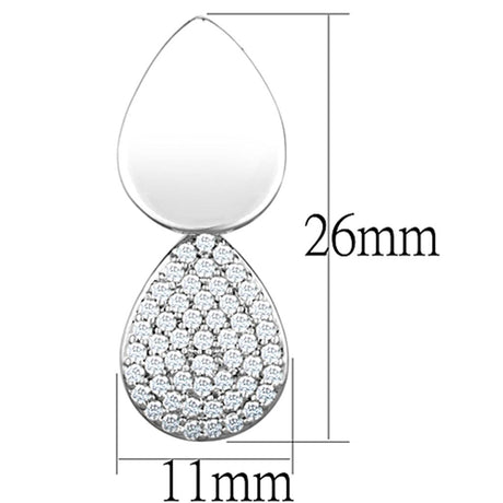 Rhodium Brass Earrings with AAA Grade CZ  in Clear