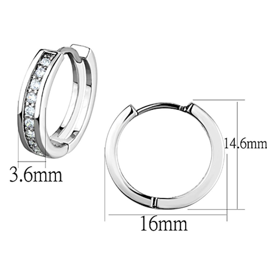 Rhodium Brass Earrings with AAA Grade CZ  in Clear