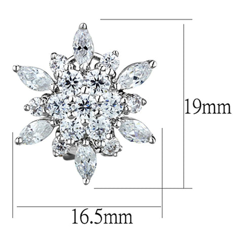 Rhodium Brass Earrings with AAA Grade CZ  in Clear