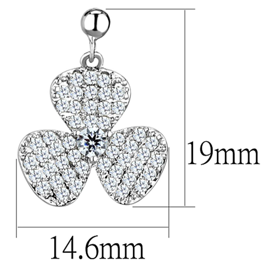 Rhodium Brass Earrings with AAA Grade CZ  in Clear
