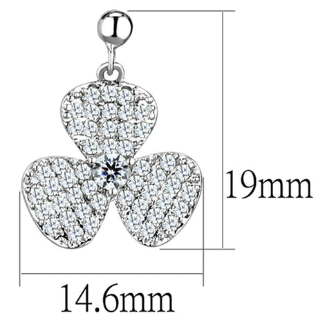 Rhodium Brass Earrings with AAA Grade CZ  in Clear