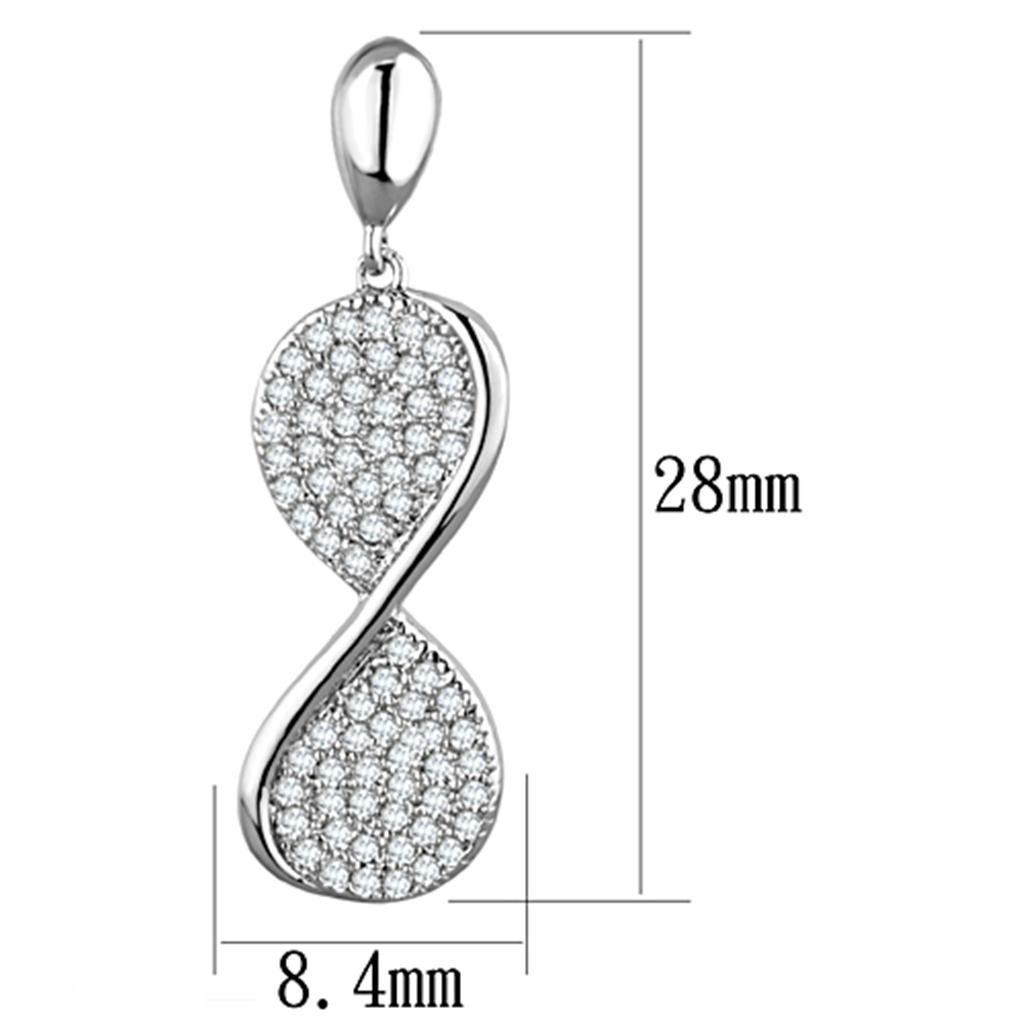 Rhodium Brass Earrings with AAA Grade CZ  in Clear